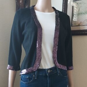 Rubber Ducky Productions Black and Purple Sequin Cardigan With 3/4 Sleeves